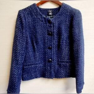 J Crew rare vintage Timeless tweed boucle jacket, 14 deep blue